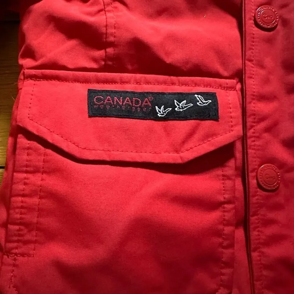 Canada Bay Red Kids Puffer Jacket with Faux Fur Hood - Picture 2 of 8